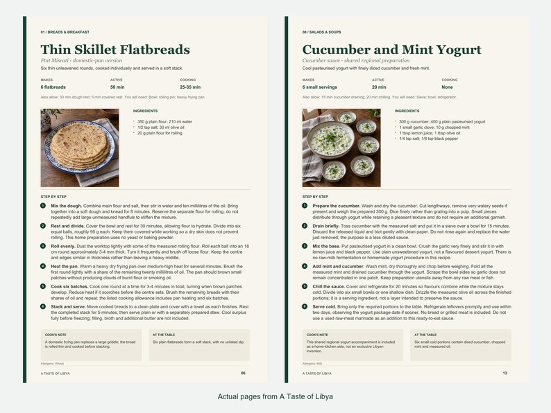 Two actual recipe pages from A Taste of Libya.