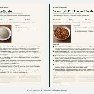 Two actual recipe pages from A Taste of Central African Republic.