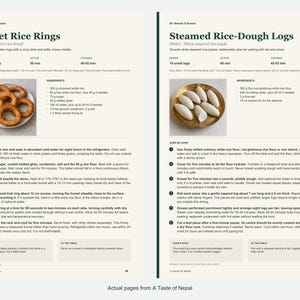 Two actual recipe pages from A Taste of Nepal.