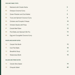 Actual PDF page 3 from A Taste of Seychelles: Contents, page 1.