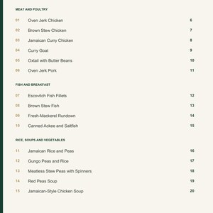 Actual PDF page 3 from A Taste of Jamaica: Contents, page 1.