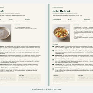Two actual recipe pages from A Taste of Indonesia.