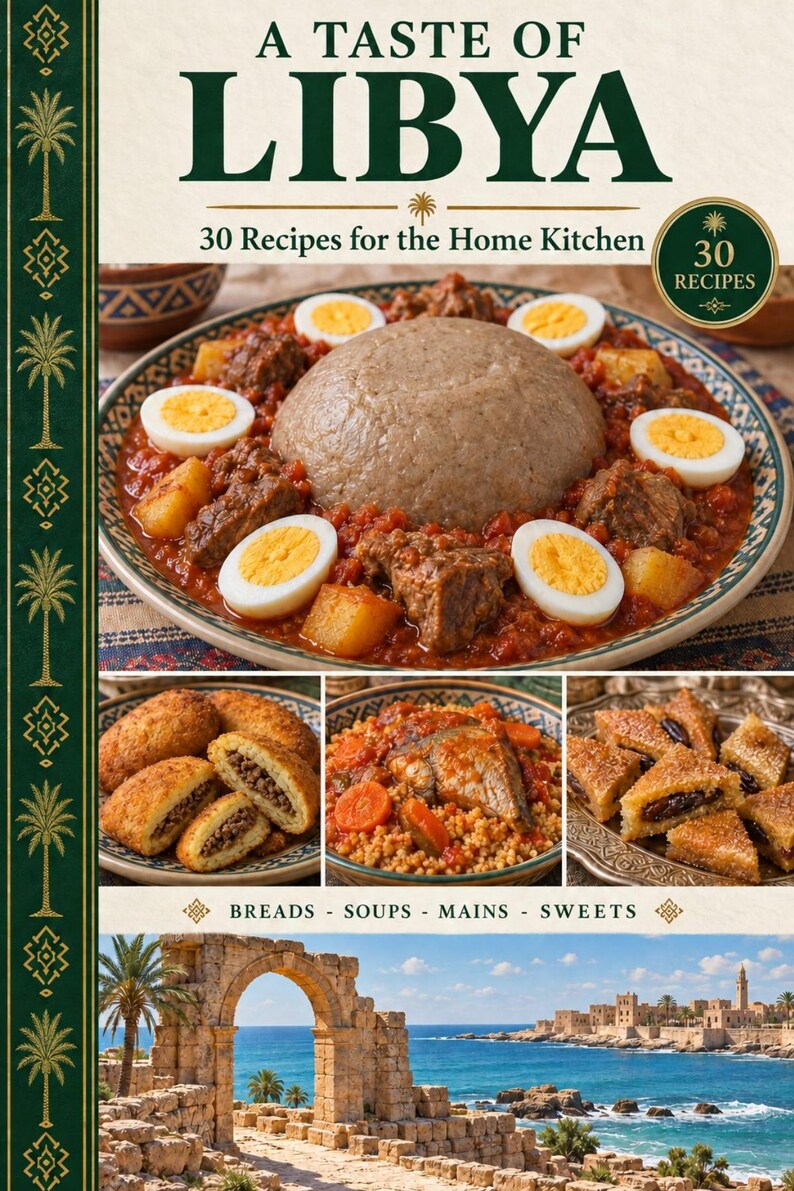 Actual cover of the A Taste of Libya PDF cookbook.
