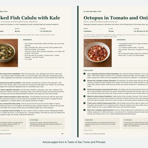 Two actual recipe pages from A Taste of Sao Tome and Principe.