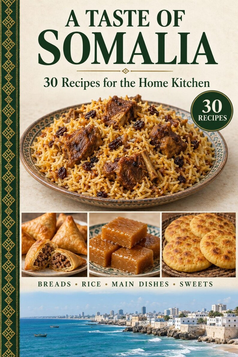 Actual cover of the A Taste of Somalia PDF cookbook.