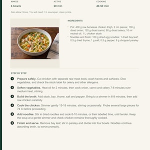 Actual PDF page 13 from A Taste of United States: Chicken Noodle Soup recipe page.