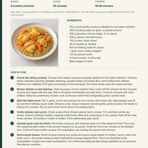 Actual PDF page 13 from A Taste of Mauritania: Barley Couscous with Chicken recipe page.