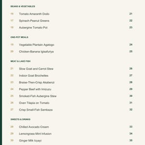 Actual PDF page 4 from A Taste of Rwanda: Contents, page 2.