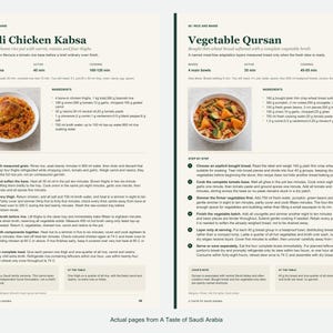 Two actual recipe pages from A Taste of Saudi Arabia.