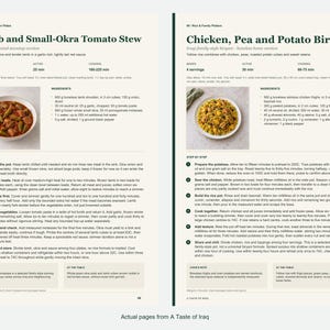 Two actual recipe pages from A Taste of Iraq.