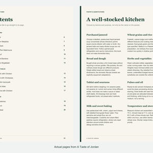 Actual contents and kitchen-notes pages from A Taste of Jordan.