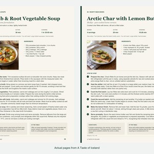 Two actual recipe pages from A Taste of Iceland.