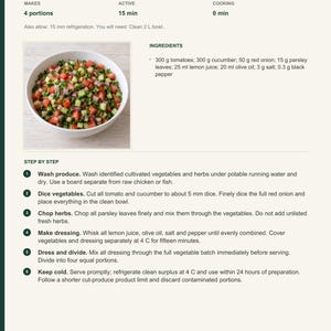Actual PDF page 13 from A Taste of Israel: Chopped Tomato and Cucumber Salad recipe page.