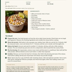 Actual PDF page 8 from A Taste of Mexico: Warm Corn Cups with Lime & Cheese recipe page.
