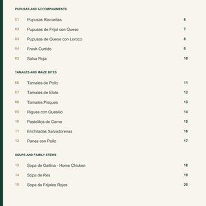 Actual PDF page 3 from A Taste of El Salvador: Contents, page 1.