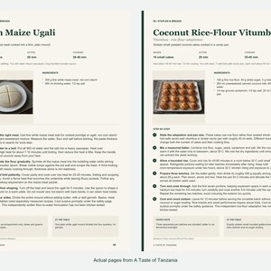 Two actual recipe pages from A Taste of Tanzania.