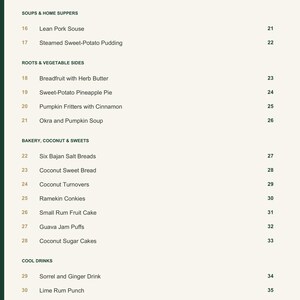 Actual PDF page 4 from A Taste of Barbados: Contents, page 2.