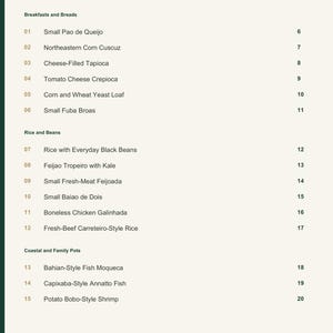 Actual PDF page 3 from A Taste of Brazil: Contents, page 1.