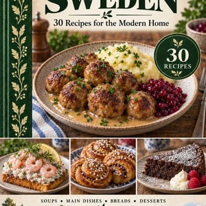 Actual cover of the A Taste of Sweden PDF cookbook.
