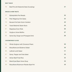 Actual PDF page 4 from A Taste of Botswana: Contents, page 2.
