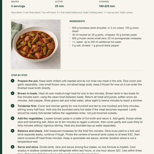 Actual PDF page 6 from A Taste of Iraq: Lamb and Small-Okra Tomato Stew recipe page.