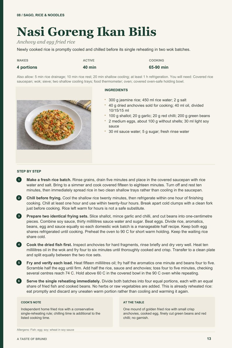 Actual PDF page 13 from A Taste of Brunei: Nasi Goreng Ikan Bilis recipe page.