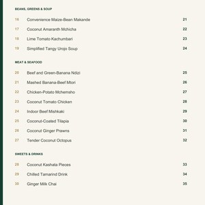 Actual PDF page 4 from A Taste of Tanzania: Contents, page 2.