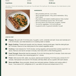Actual PDF page 13 from A Taste of Papua New Guinea: Pork Skewers with Peanut Greens recipe page.