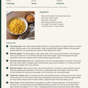 Actual PDF page 13 from A Taste of Liechtenstein: Toasted Maize Ribel & Apples recipe page.