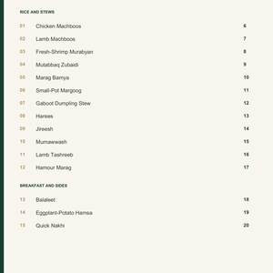 Actual PDF page 3 from A Taste of Kuwait: Contents, page 1.