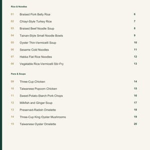 Actual PDF page 3 from A Taste of Taiwan: Contents, page 1.