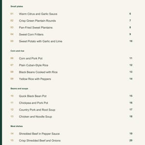 Actual PDF page 3 from A Taste of Cuba: Contents, page 1.
