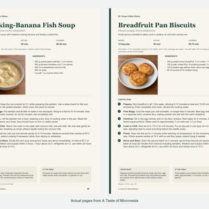 Two actual recipe pages from A Taste of Micronesia.