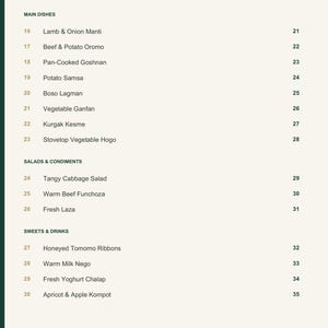 Actual PDF page 4 from A Taste of Kyrgyzstan: Contents, page 2.