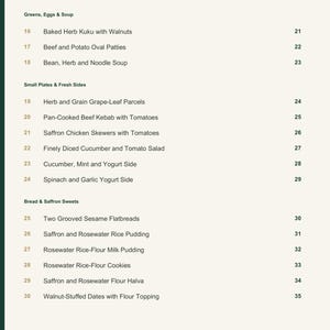 Actual PDF page 4 from A Taste of Iran: Contents, page 2.