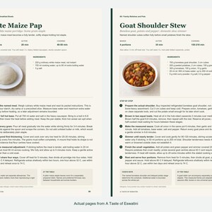 Two actual recipe pages from A Taste of Eswatini.