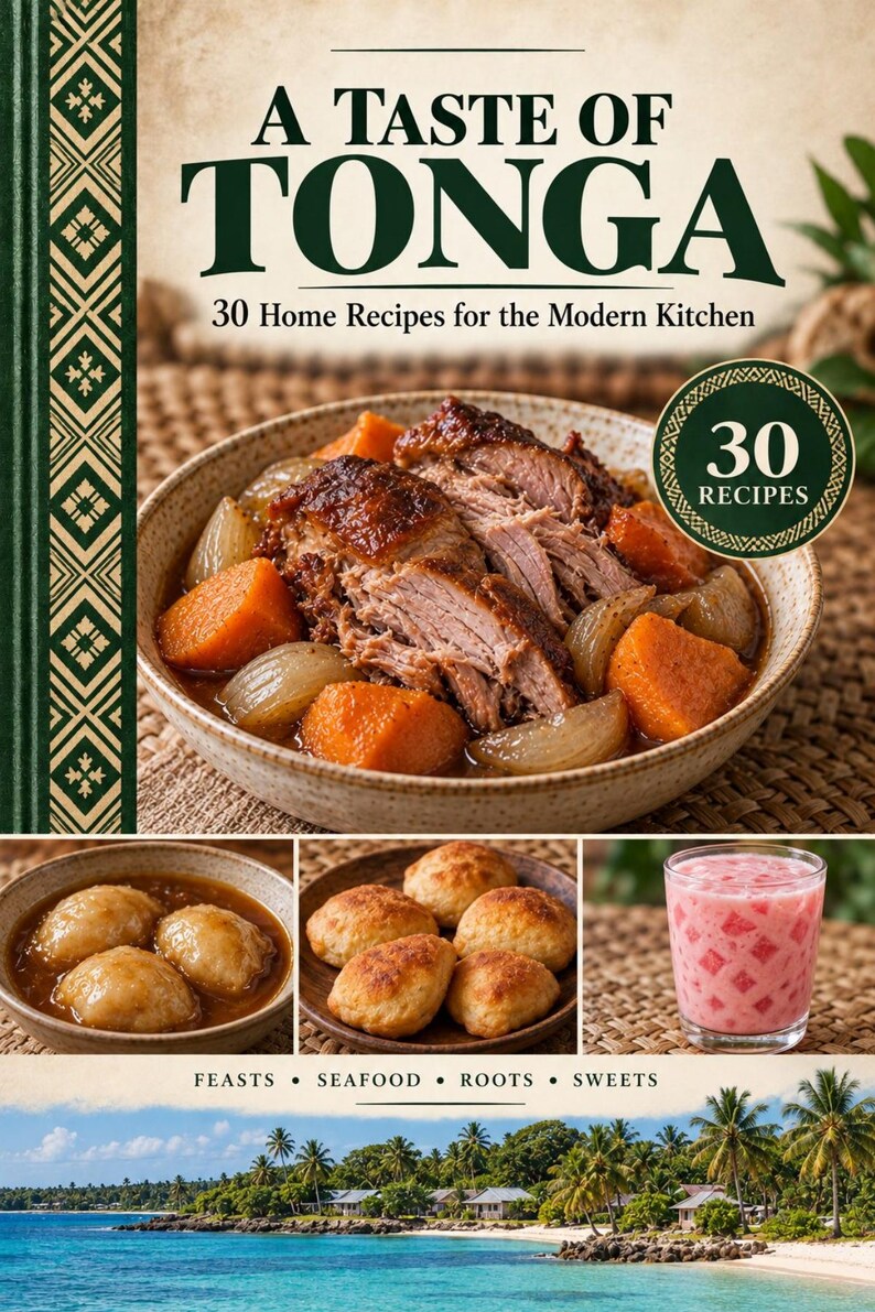 Actual cover of the A Taste of Tonga PDF cookbook.