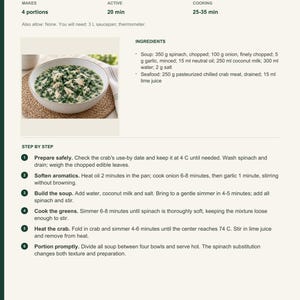 Actual PDF page 6 from A Taste of Palau: Spinach and Crab Demok-Style Soup recipe page.