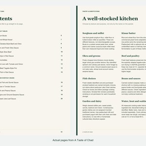 Actual contents and kitchen-notes pages from A Taste of Chad.