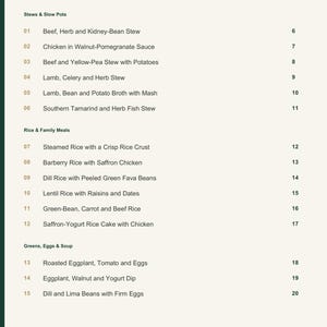Actual PDF page 3 from A Taste of Iran: Contents, page 1.