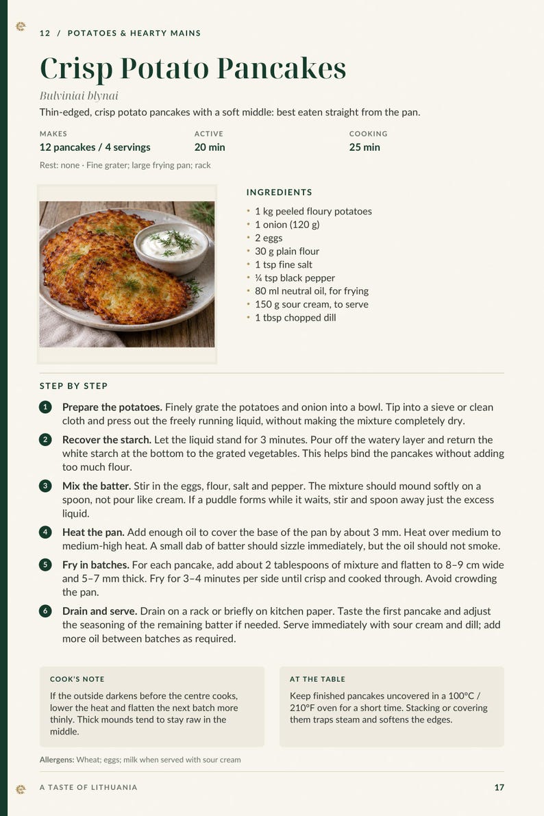 Actual PDF page 17 from A Taste of Lithuania: Crisp Potato Pancakes recipe page.