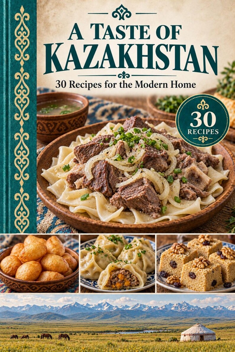 Actual cover of the A Taste of Kazakhstan PDF cookbook.