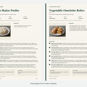 Two actual recipe pages from A Taste of Uganda.