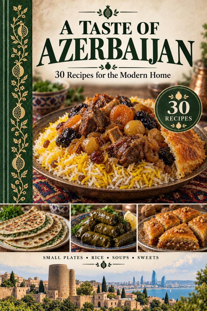 Actual cover of the A Taste of Azerbaijan PDF cookbook.