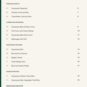 Actual PDF page 3 from A Taste of Guyana: Contents, page 1.