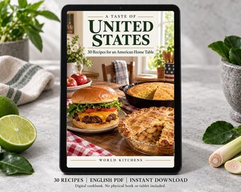 United States Cookbook PDF - 30 Recipes, English Digital Download