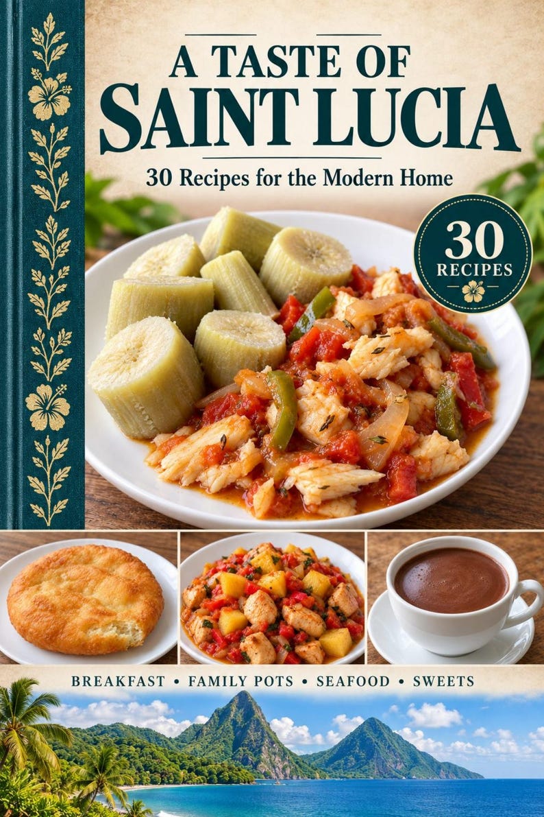 Actual cover of the A Taste of Saint Lucia PDF cookbook.