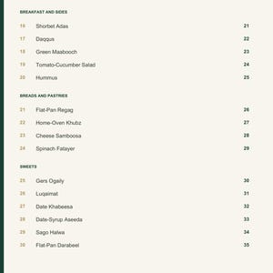 Actual PDF page 4 from A Taste of Kuwait: Contents, page 2.