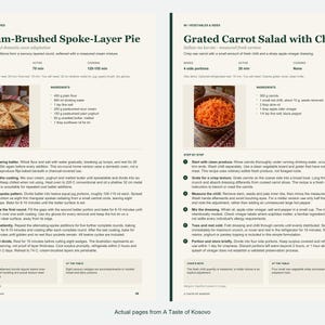 Two actual recipe pages from A Taste of Kosovo.