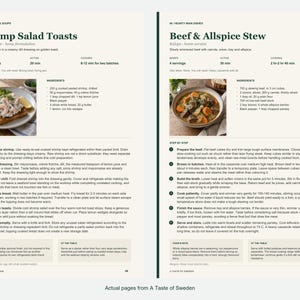 Two actual recipe pages from A Taste of Sweden.